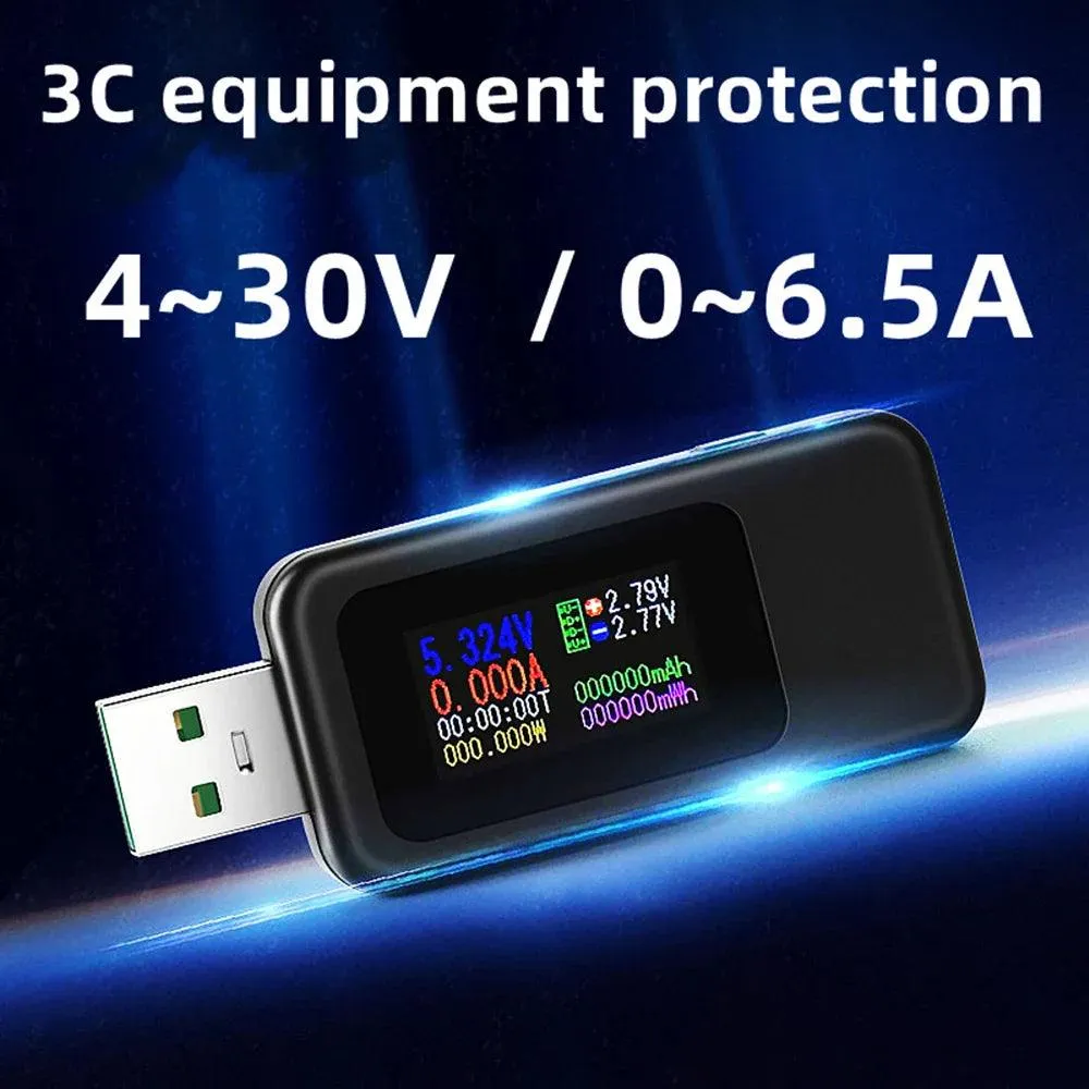 10-in-1 USB Voltage and Current Tester with High-Definition Display and Quick Charge Support