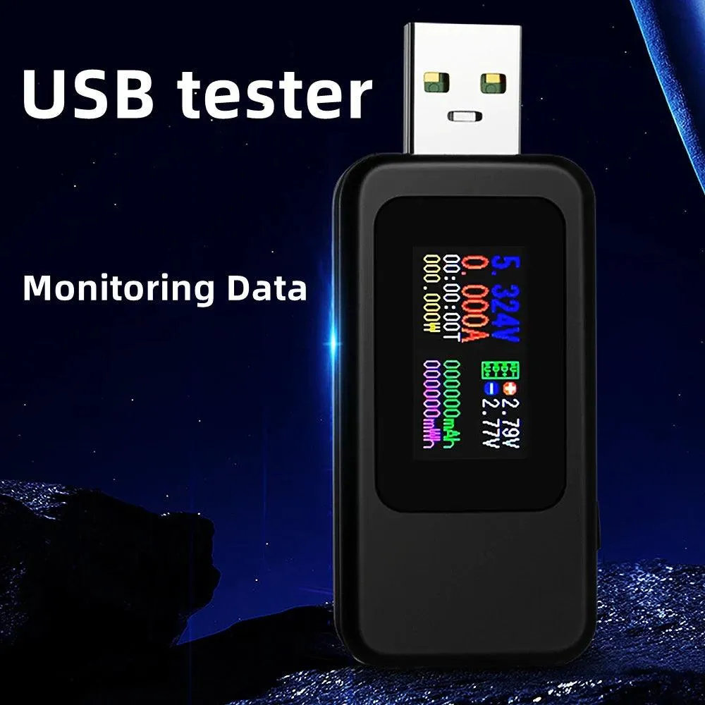 10-in-1 USB Voltage and Current Tester with High-Definition Display and Quick Charge Support