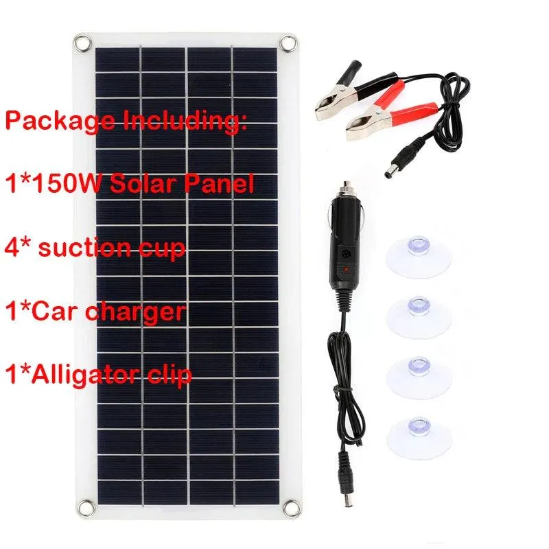 150W/300W Solar Panel Charging Kit with Dual USB Ports and 30A/60A Controller for RVs, Cars, and Mobile Devices