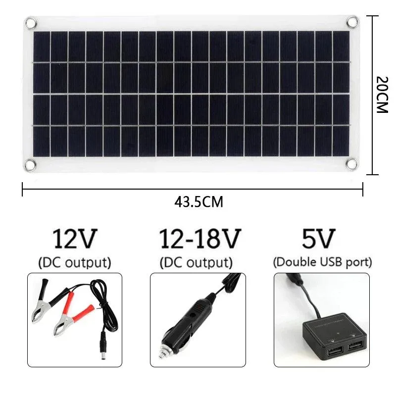 150W/300W Solar Panel Charging Kit with Dual USB Ports and 30A/60A Controller for RVs, Cars, and Mobile Devices