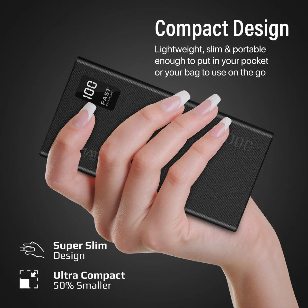 20000mAh Compact Smart Charging Power Bank with Dual USB-A & USB-C Output