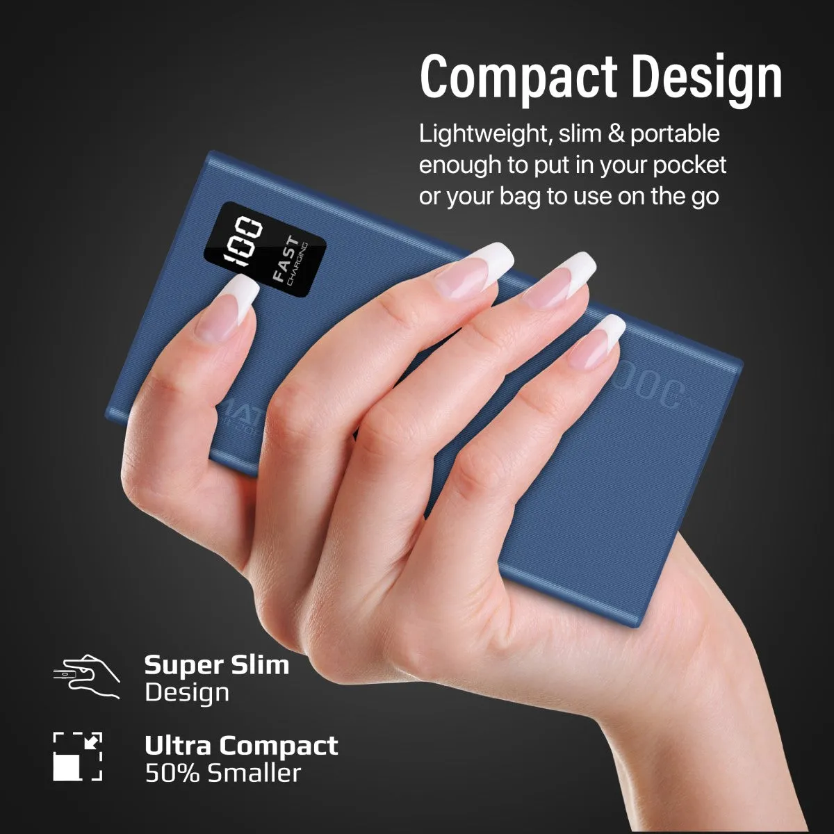 20000mAh Compact Smart Charging Power Bank with Dual USB-A & USB-C Output