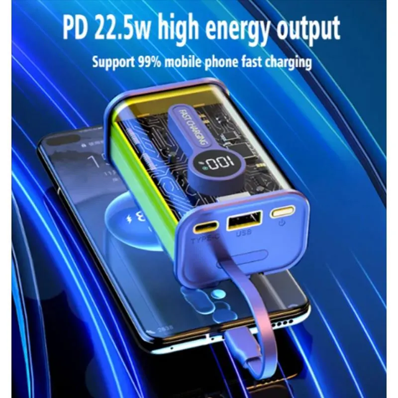 20000Mah Cyberpunk Transparent Powerbank Y195 Yellow