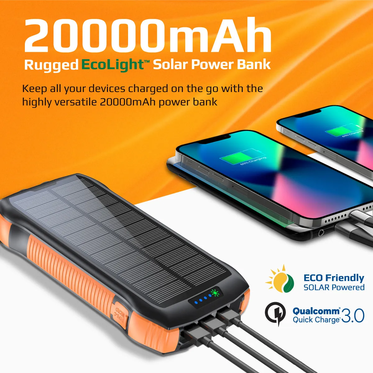 20000mAh Rugged EcoLight™ Solar Power Bank