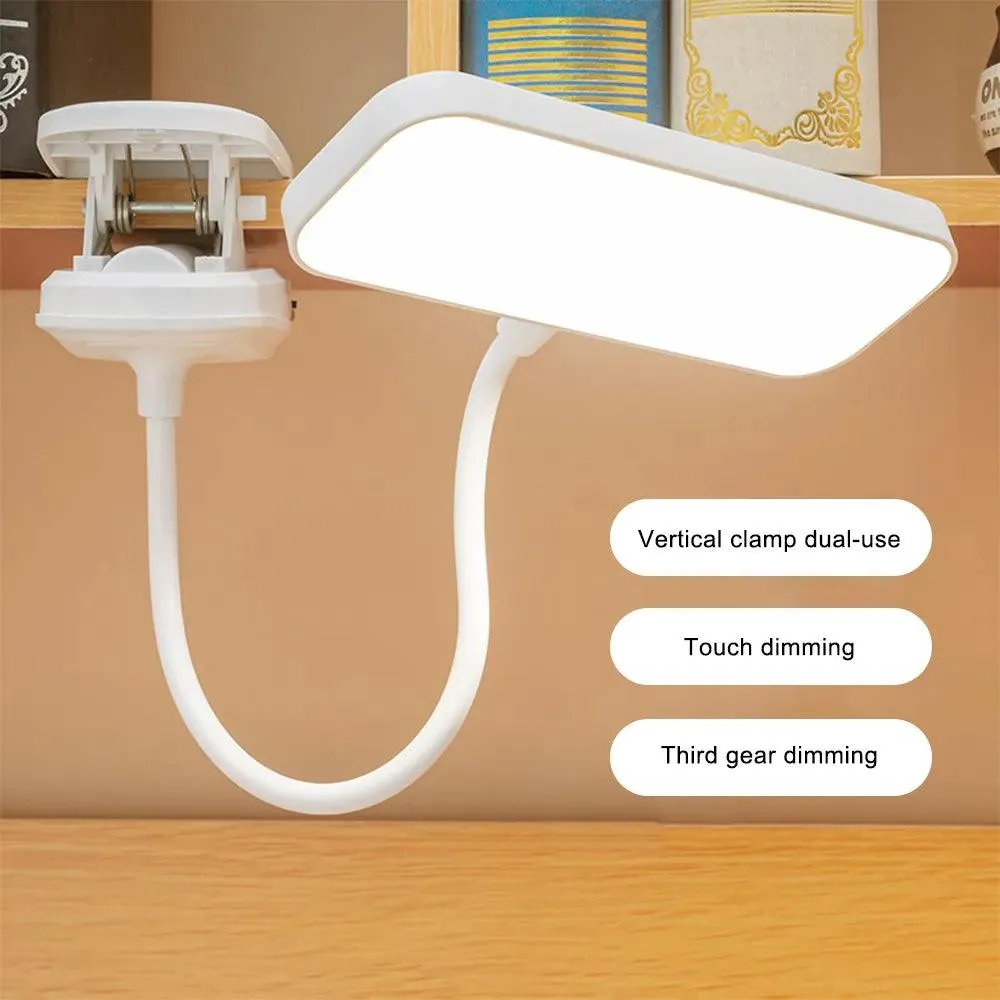 360° Flexible Clip-on Study Lamp: USB Rechargeable Desk Light