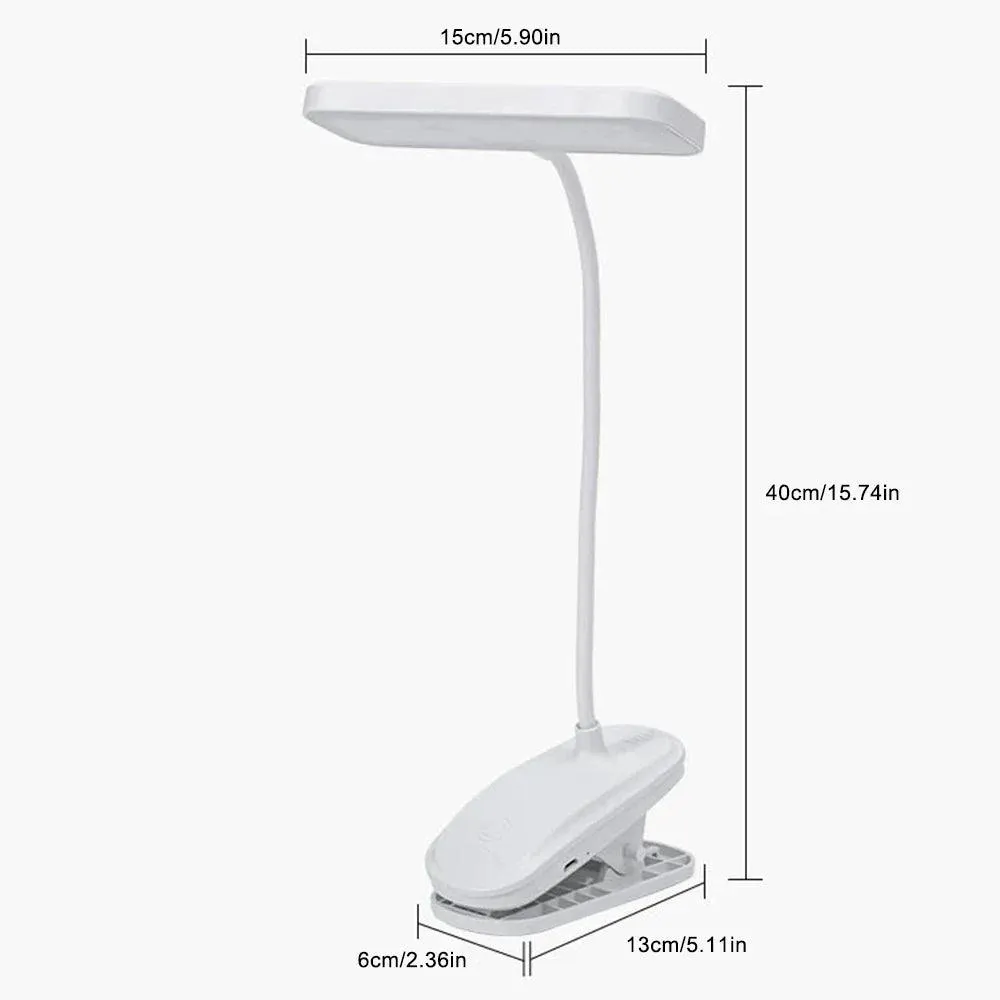 360° Flexible Clip-on Study Lamp: USB Rechargeable Desk Light