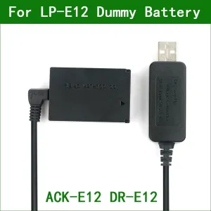 5V USB Power Supply Adapter for Canon EOS M Series with DR-E12 Dummy Battery & DC Power Bank Cable