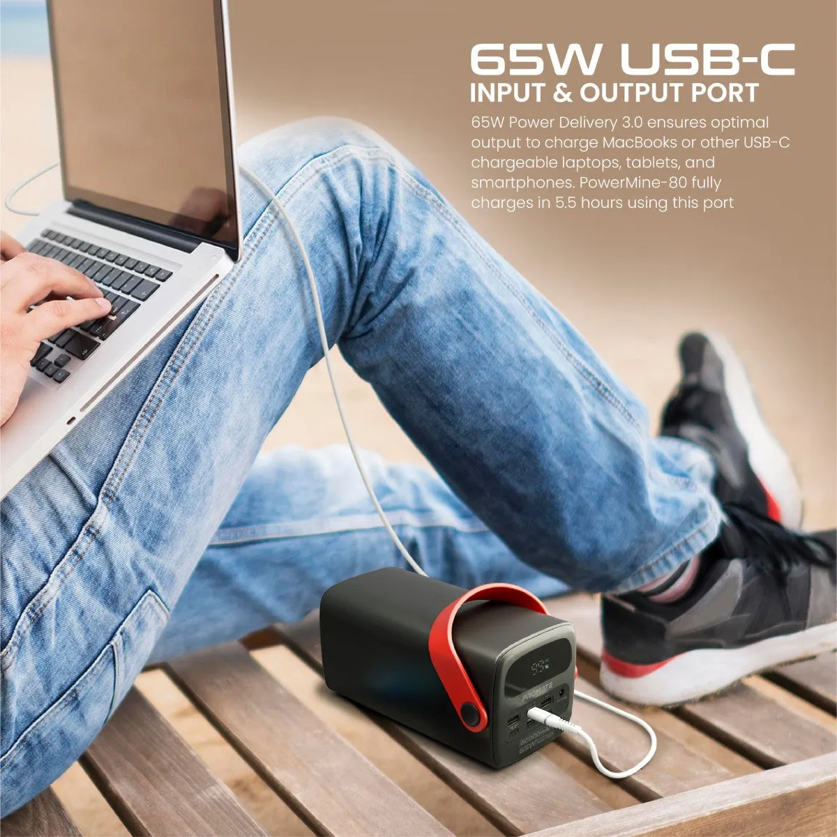 80000mAh High-Capacity 65W Fast-Charging Power Pack