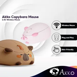 Akko Capybara Mouse with Wireless 2.4G, Plug and Play, Ergonomically Design, Anti-Slip Bottom, ABS Material