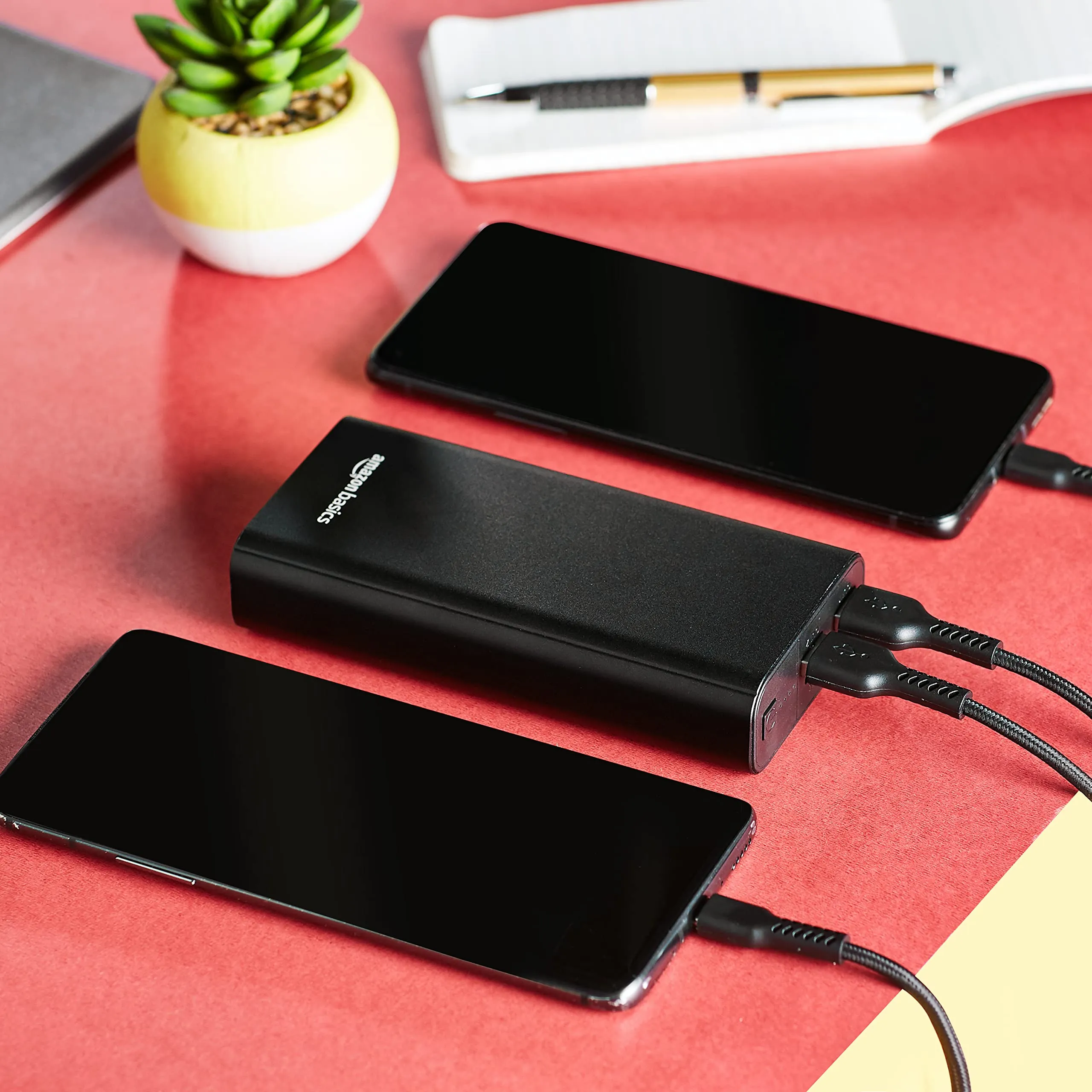 Amazon Basics 20000Mah Lithium Polymer 18W Fast Charging Power Bank | Triple Output (Type C, 2 USB) and Dual Input (Type C, Micro USB) Ports | Metallic Body, Black