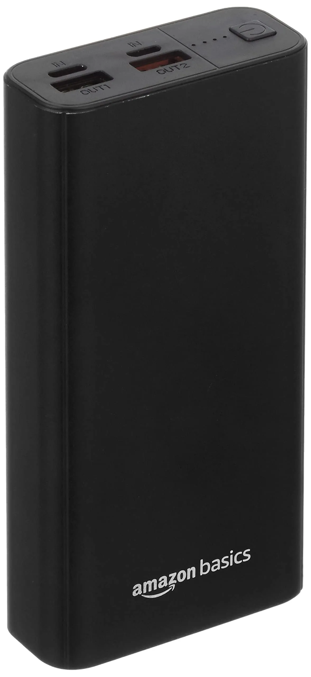 Amazon Basics 20000Mah Lithium Polymer 18W Fast Charging Power Bank | Triple Output (Type C, 2 USB) and Dual Input (Type C, Micro USB) Ports | Metallic Body, Black