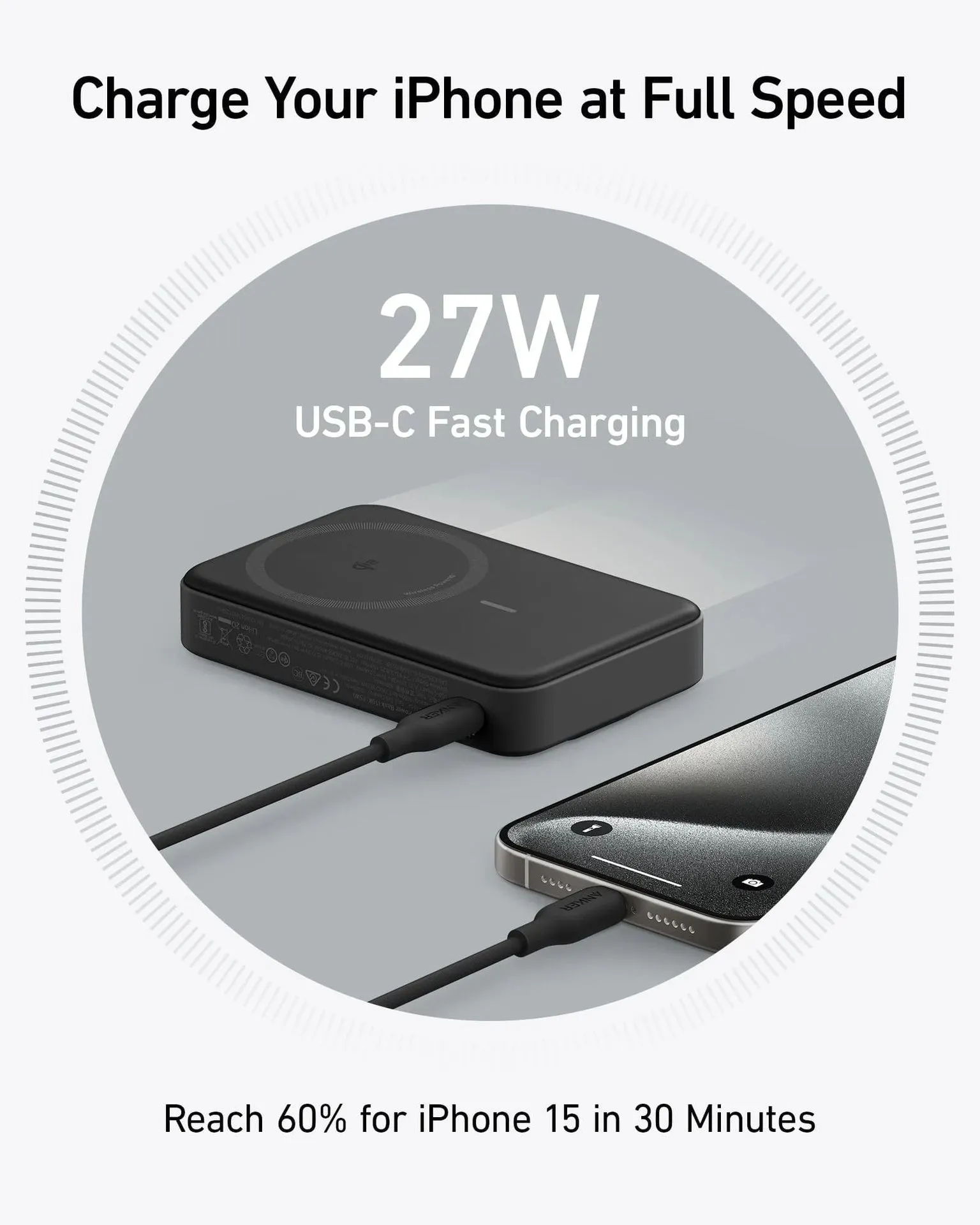 Anker MagGo Power Bank (10K) 15W Ultra-Fast Magnetic Charging with Smart Display - Black A1654H11