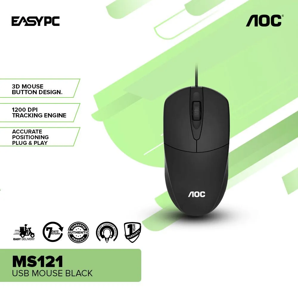 AOC MS121 USB Mouse Black