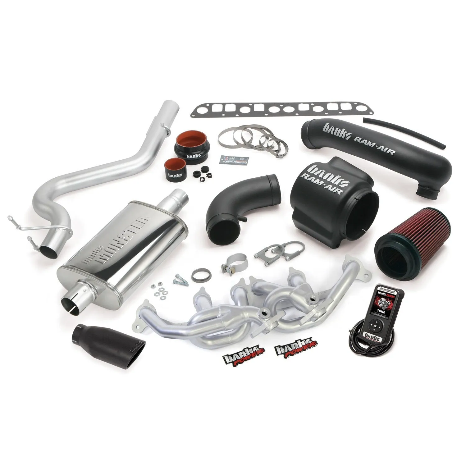 Banks Power 51337-B PowerPack System; Single Exh; S/S-Black Tip-2004-06 Jeep 4.0L Wrglr Unlmtd