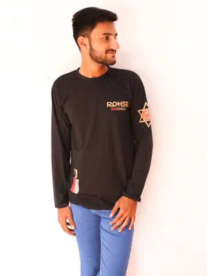 Black Rohse Full Sleeve Printed T-Shirt For Men SN MTS84