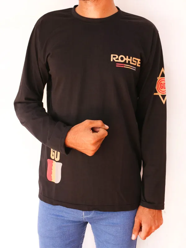 Black Rohse Full Sleeve Printed T-Shirt For Men SN MTS84