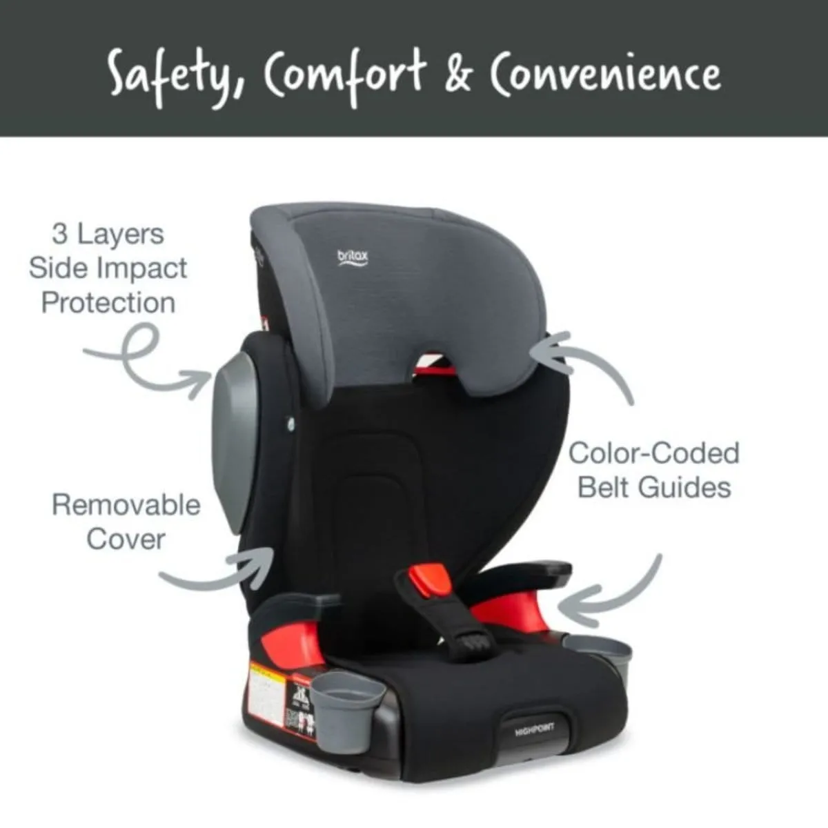 Britax Highpoint Booster Seat (Safewash) - Black Ombre