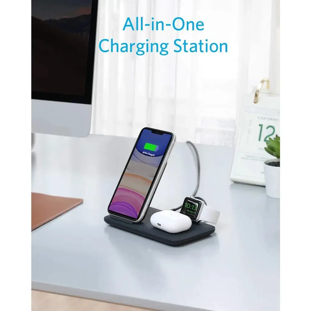 [Bundle Deal] Anker PowerWave 3 in 1 Qi-Certified Stand Wireless Charger with 312 Charger 20W and 322 USB-C Cable