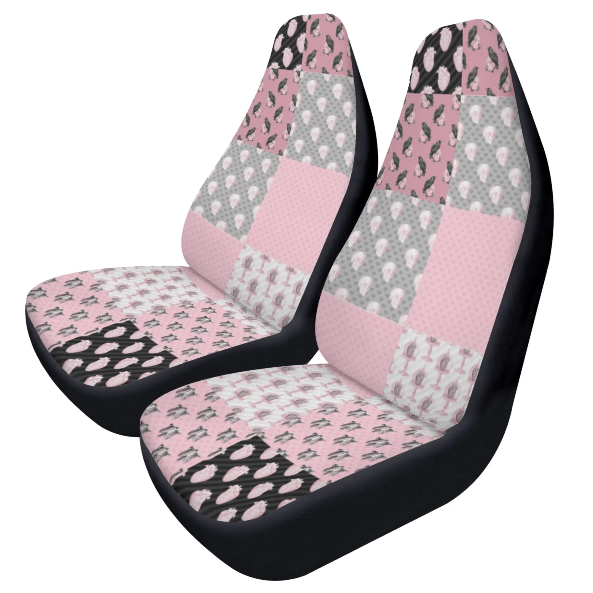 Car Accessories | Car Seat Covers for Front | Set of 2 | Sweat Protector | Vehicle Interiors– Pastel Goth Checkered