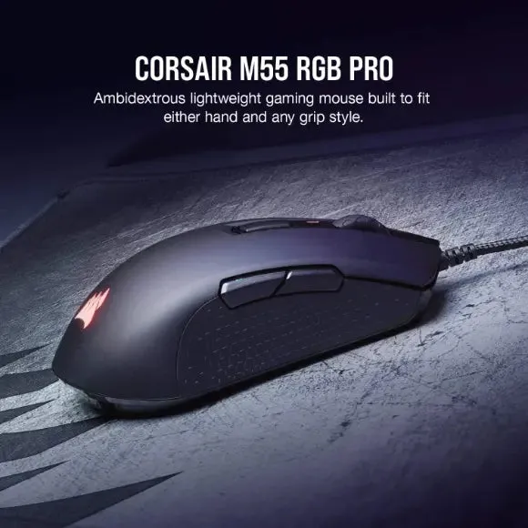 Corsair M55 RGB Pro Wired Ambidextrous Multi-Grip Gaming Mouse