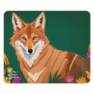 Coyote on Forest Green, Computer Mouse Pad - for Home or Office