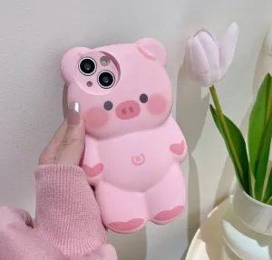 Cute Big Pink Cartoon 3D Piggy Design Protective Shockproof Phone Case for iPhone 11 12 13 14 15 Pro Max iPhone X XR XS Max Phone Case