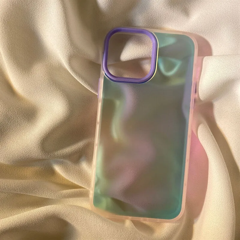 Cute Minimalist Gradient Holographic Clear Design Protective Shockproof iPhone Case for iPhone 11 12 13 14 Pro Max Case