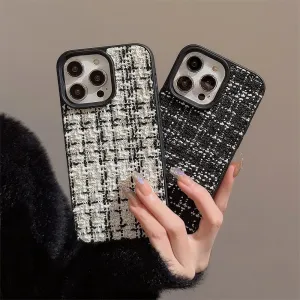 Cute Phone Cases for iPhone 11-15 Pro Max - Soft Tweed Plaid - TSP322