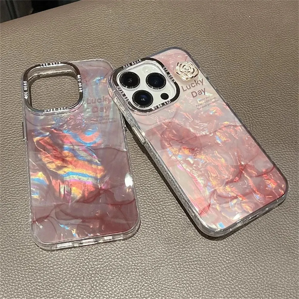 Cute Phone Cases For iPhone 15 Pro Max, 14, 13, 11, or 12 - Glitter Laser, Shiny Floral, Marble Pattern - TSP260