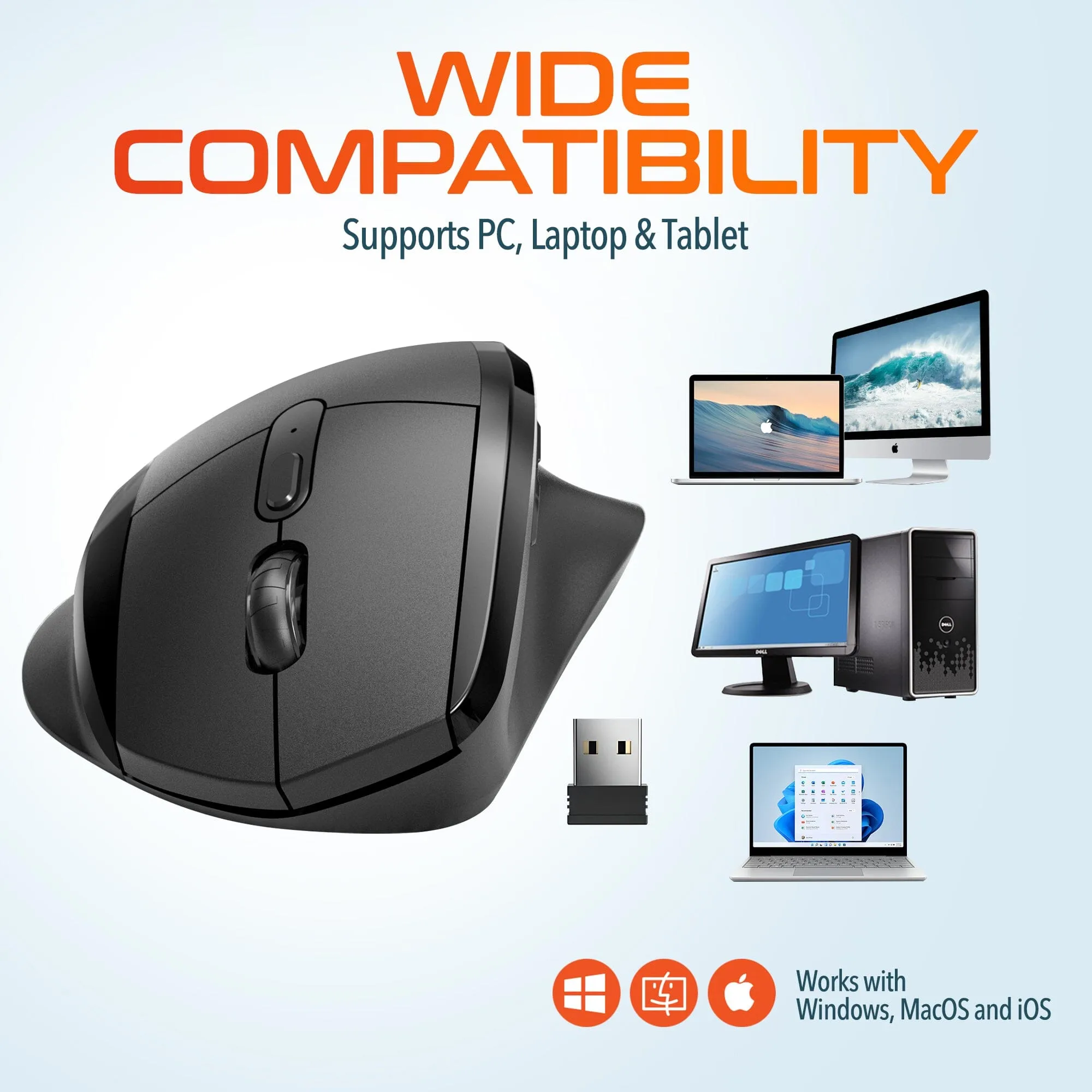 Delton S30 Ergonomic 2.4G Wireless Mouse Optical Computer Pointing Device