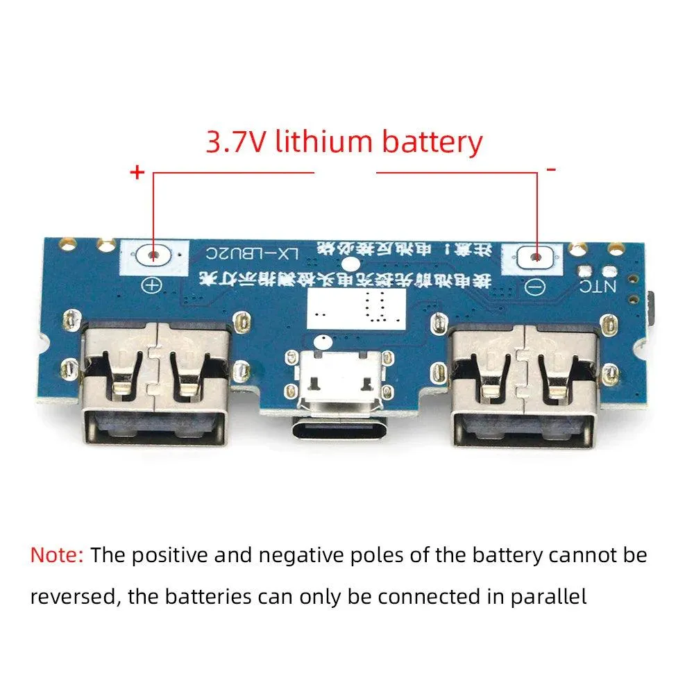 Dual USB Lithium Battery Charging Module with LED Display - 5V 2.4A Micro/Type-C Power Bank for 18650 Cells