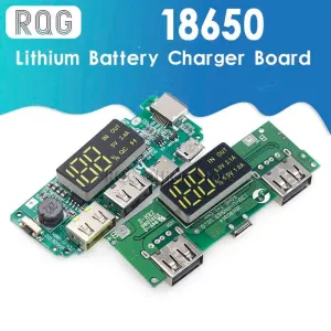 Dual USB Lithium Battery Charging Module with LED Display - 5V 2.4A Micro/Type-C Power Bank for 18650 Cells