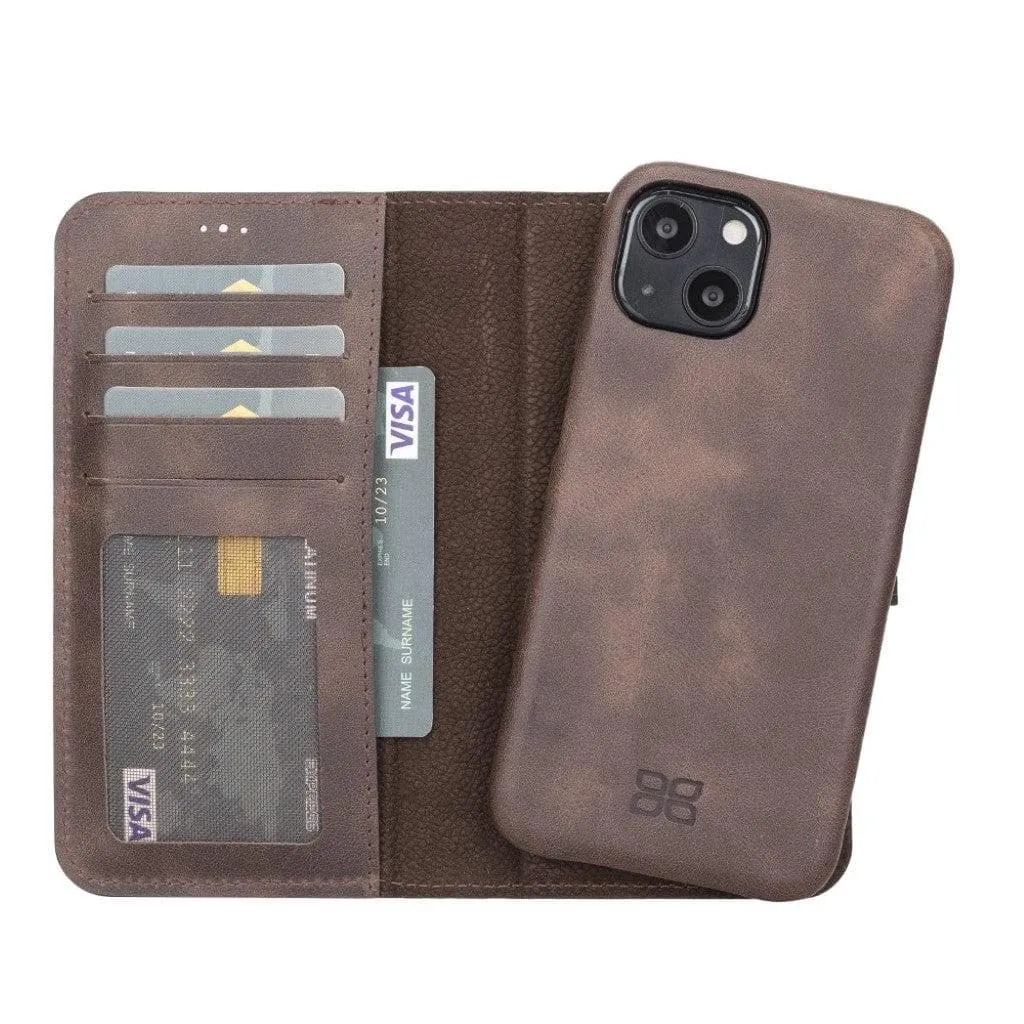 Full Leather Coating Detachable Wallet Case for Apple iPhone 13 Series