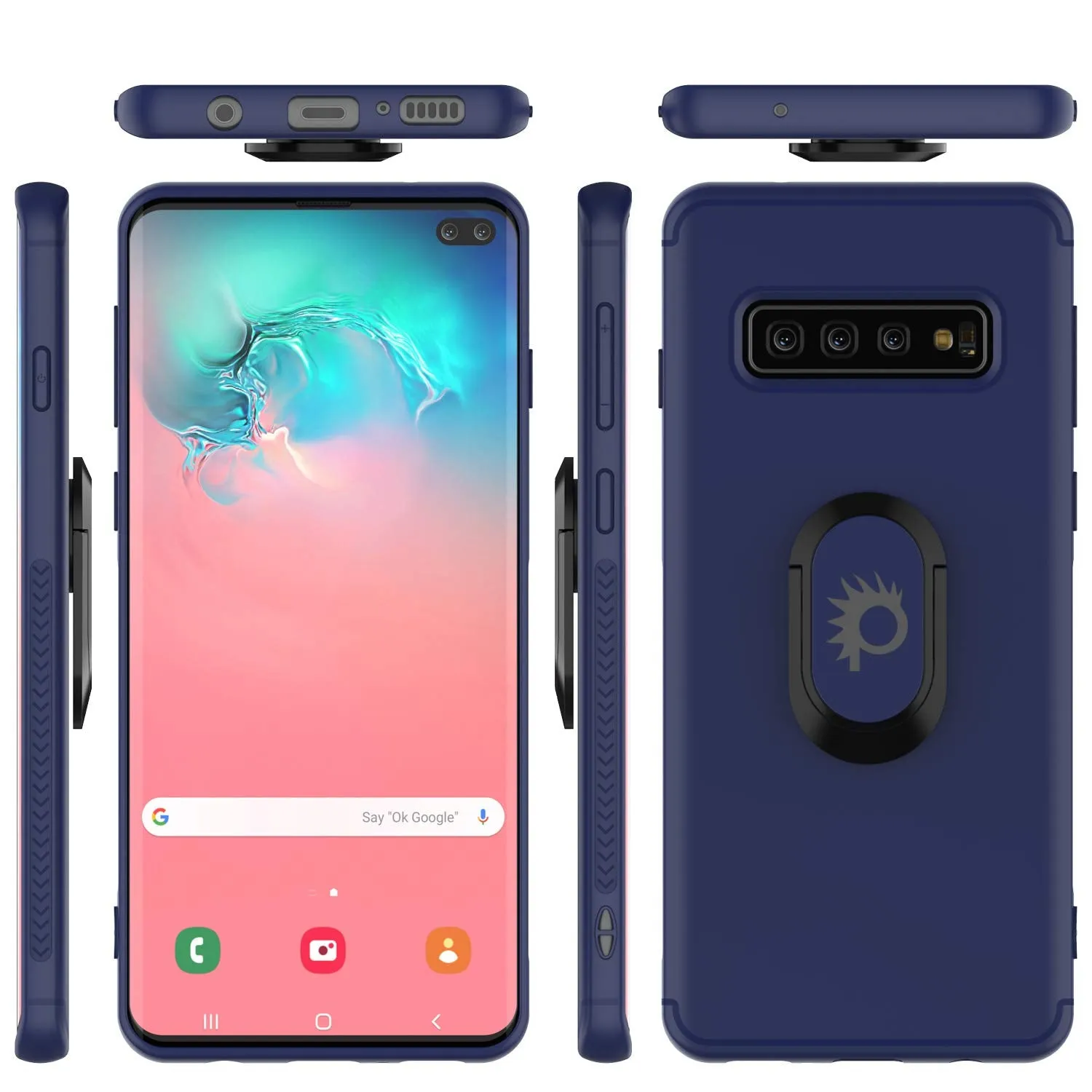 Galaxy S10  Plus, Punkcase Magnetix Protective TPU Cover W/ Kickstand, Sceen Protector[Blue]