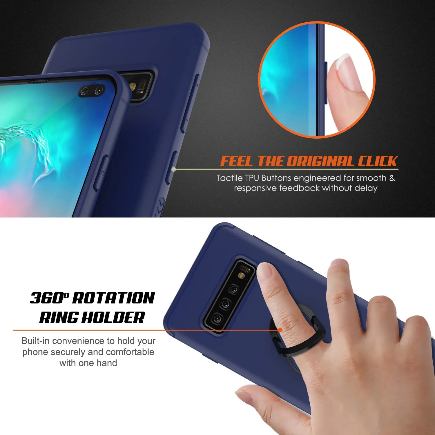 Galaxy S10  Plus, Punkcase Magnetix Protective TPU Cover W/ Kickstand, Sceen Protector[Blue]