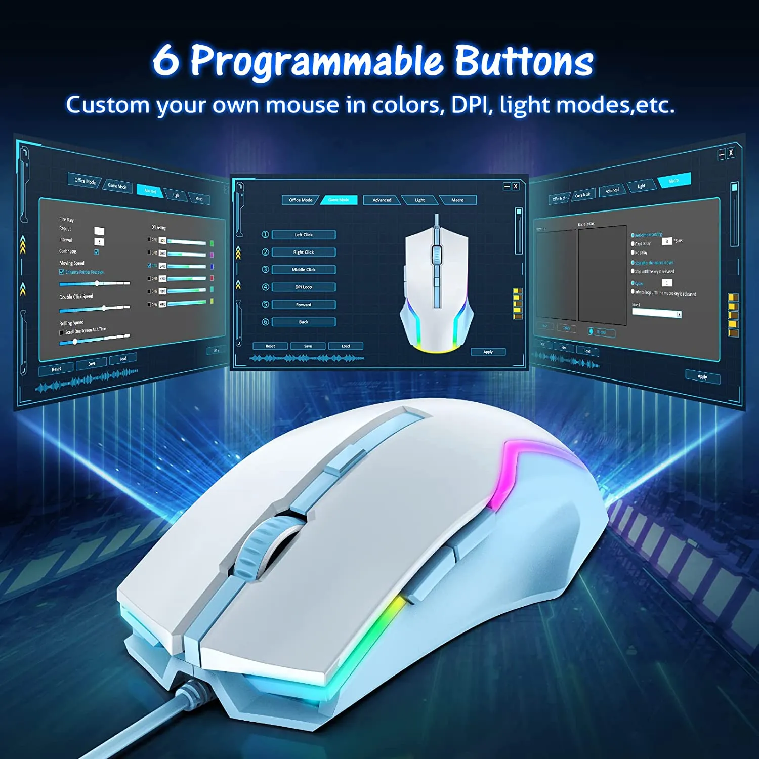 Gaming Mouse Wired with 7 RGB Backlit Modes