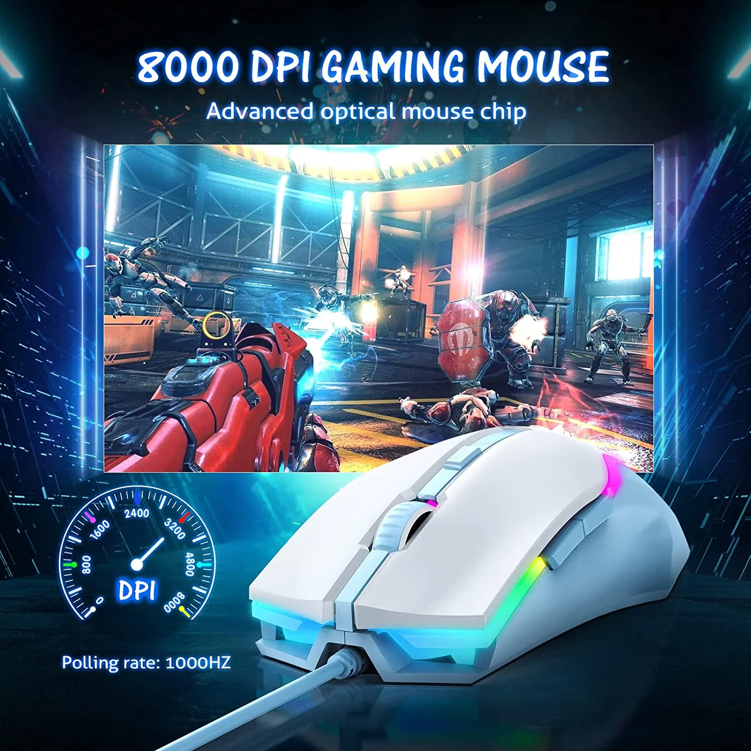 Gaming Mouse Wired with 7 RGB Backlit Modes