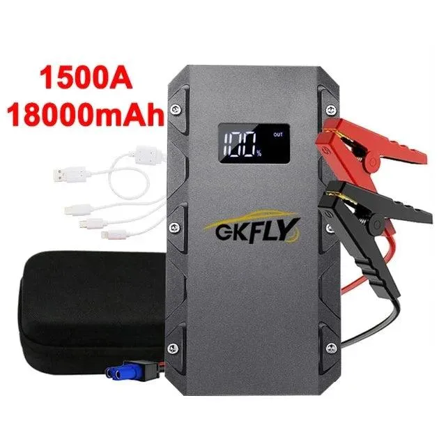 GKFLY Ultra-Power Car Jump Starter: 1500A/2000A/3000A Battery Booster with Emergency SOS Light and Power Bank Function