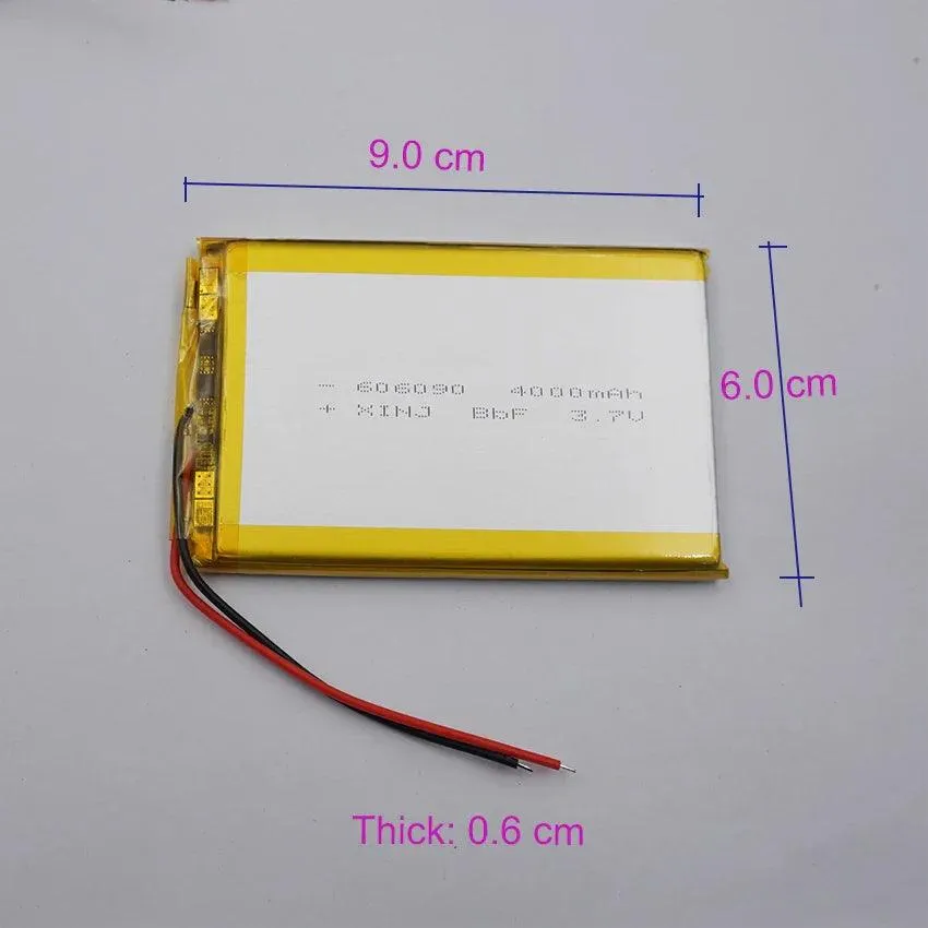 High-Performance 3.7V 4000mAh Li-Polymer Battery with JST-PH Connector for GPS, Bluetooth Speakers, and Tablets