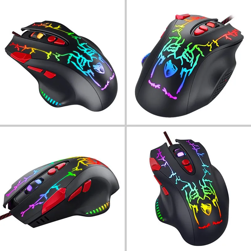 High Precision 6400 DPI Wired Gaming Mouse with RGB Backlit & Fire Button for Windows / Mac