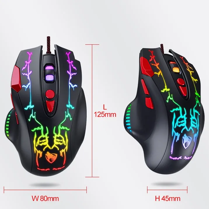 High Precision 6400 DPI Wired Gaming Mouse with RGB Backlit & Fire Button for Windows / Mac