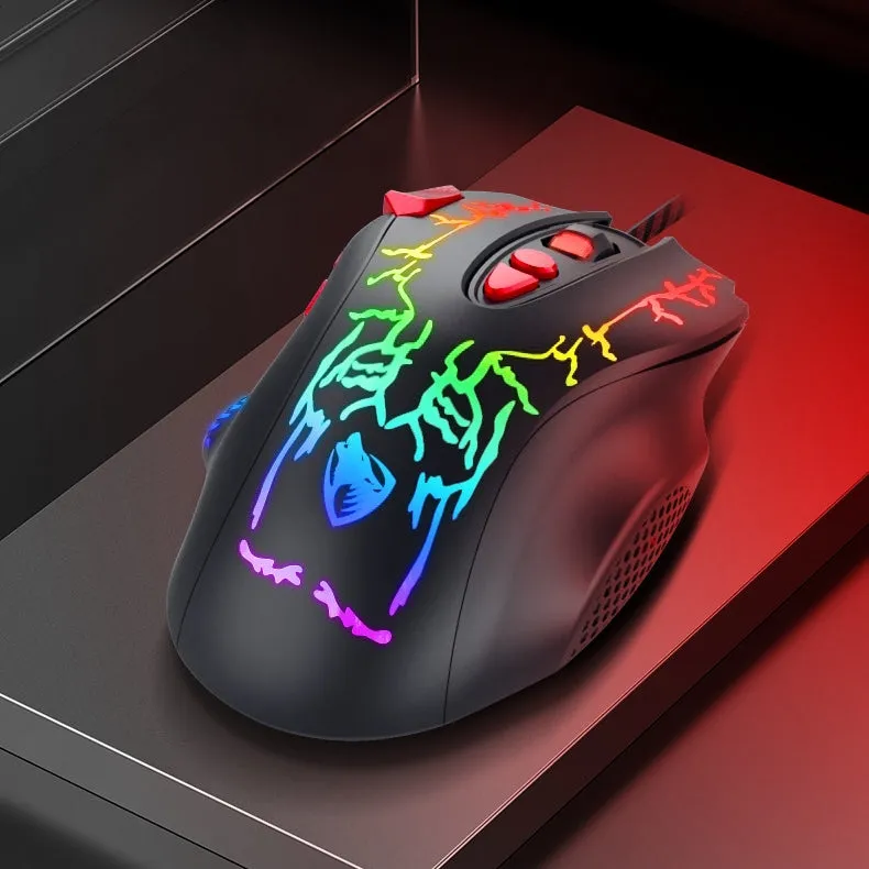 High Precision 6400 DPI Wired Gaming Mouse with RGB Backlit & Fire Button for Windows / Mac