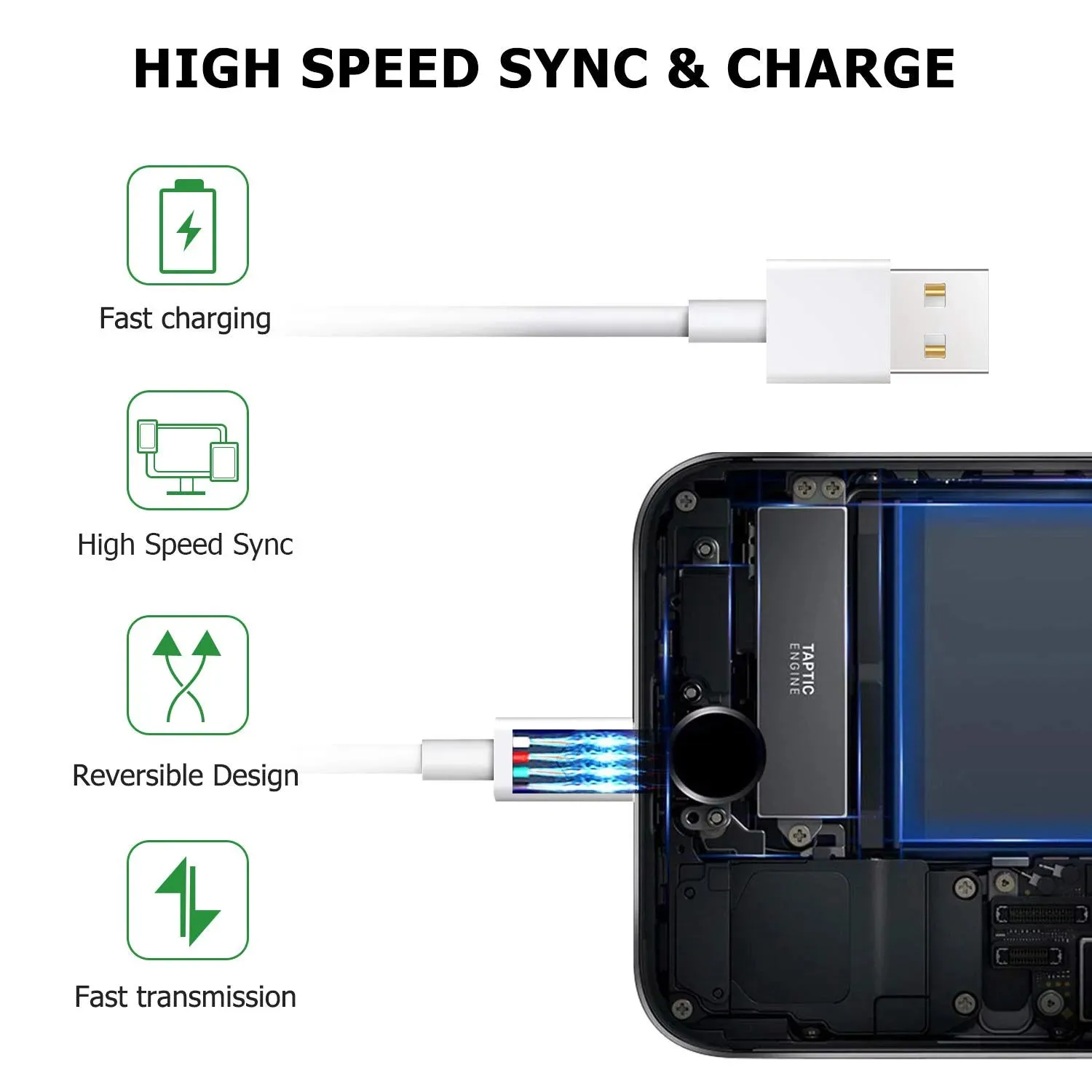 Ixir Charger Lightning Cable, 2 Pack 10FT USB Cable, Compatible with iPhone 13/12/11/ Xs, Xs Max, XR, X, 8, 8 Plus, 7, 7 Plus, 6S, 6S Plus,iPad Air, Mini, iPod Touch, Case, Charging & Syncing Cord