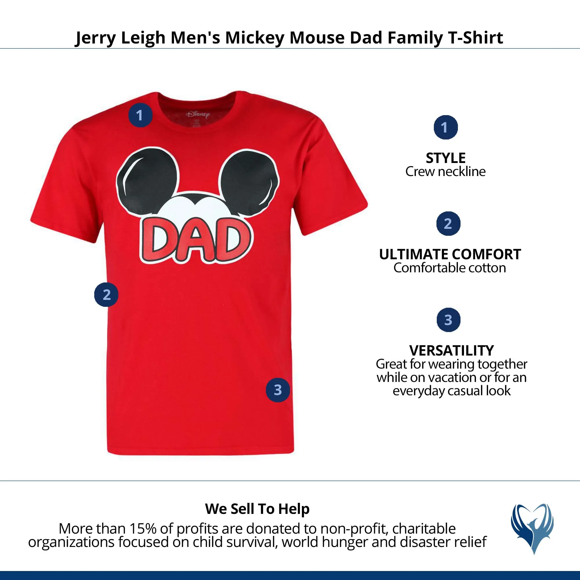 Jerry Leigh Men's Mickey Mouse Dad Family T-Shirt