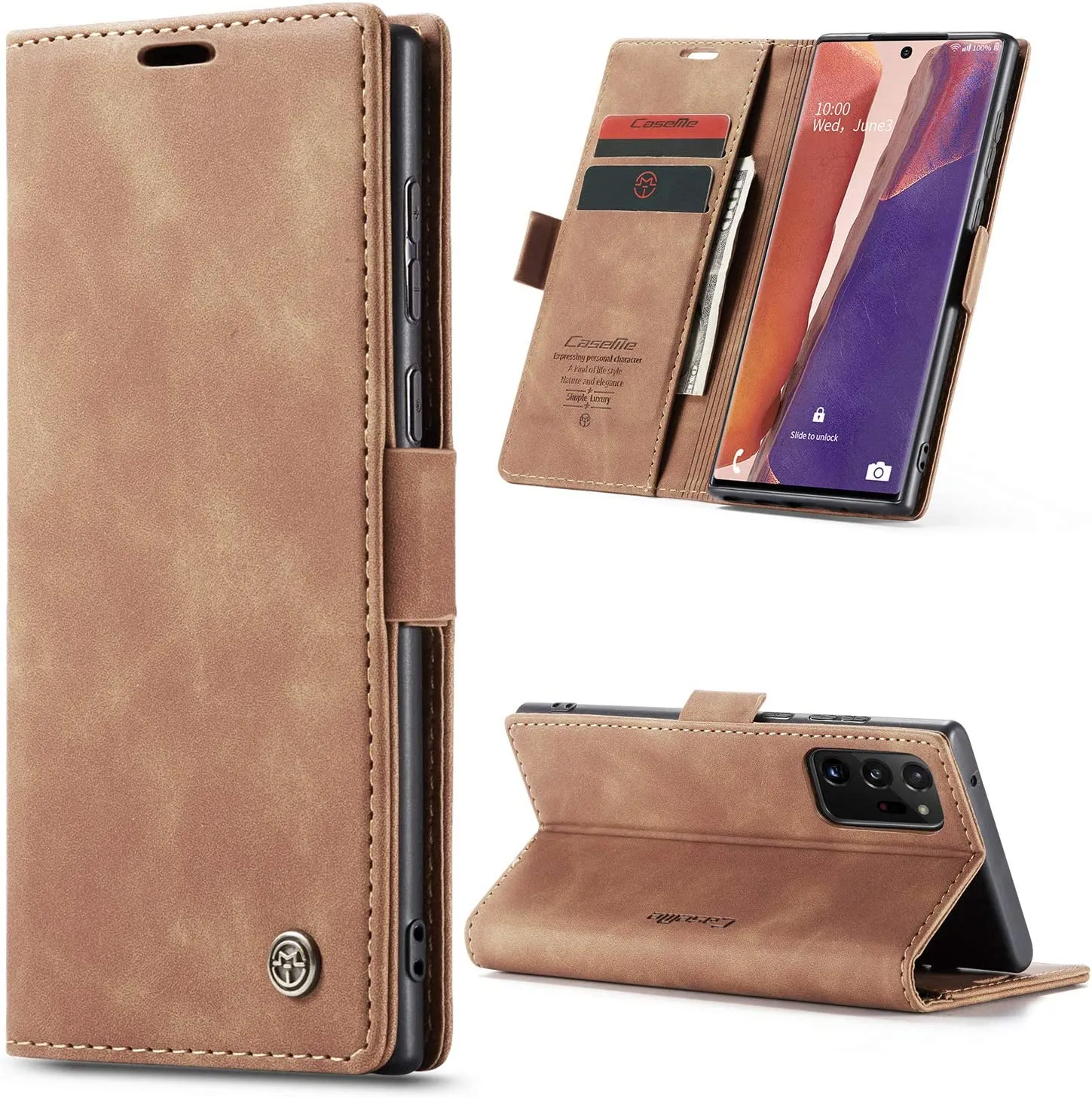 Kowauri Galaxy Note 20 Ultra Case,Leather Wallet Case - Wine Red