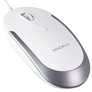 Macally (5-ft) USB Wired 3-Button Silent Mouse for Mac/PC - (DYNAMOUSE) White