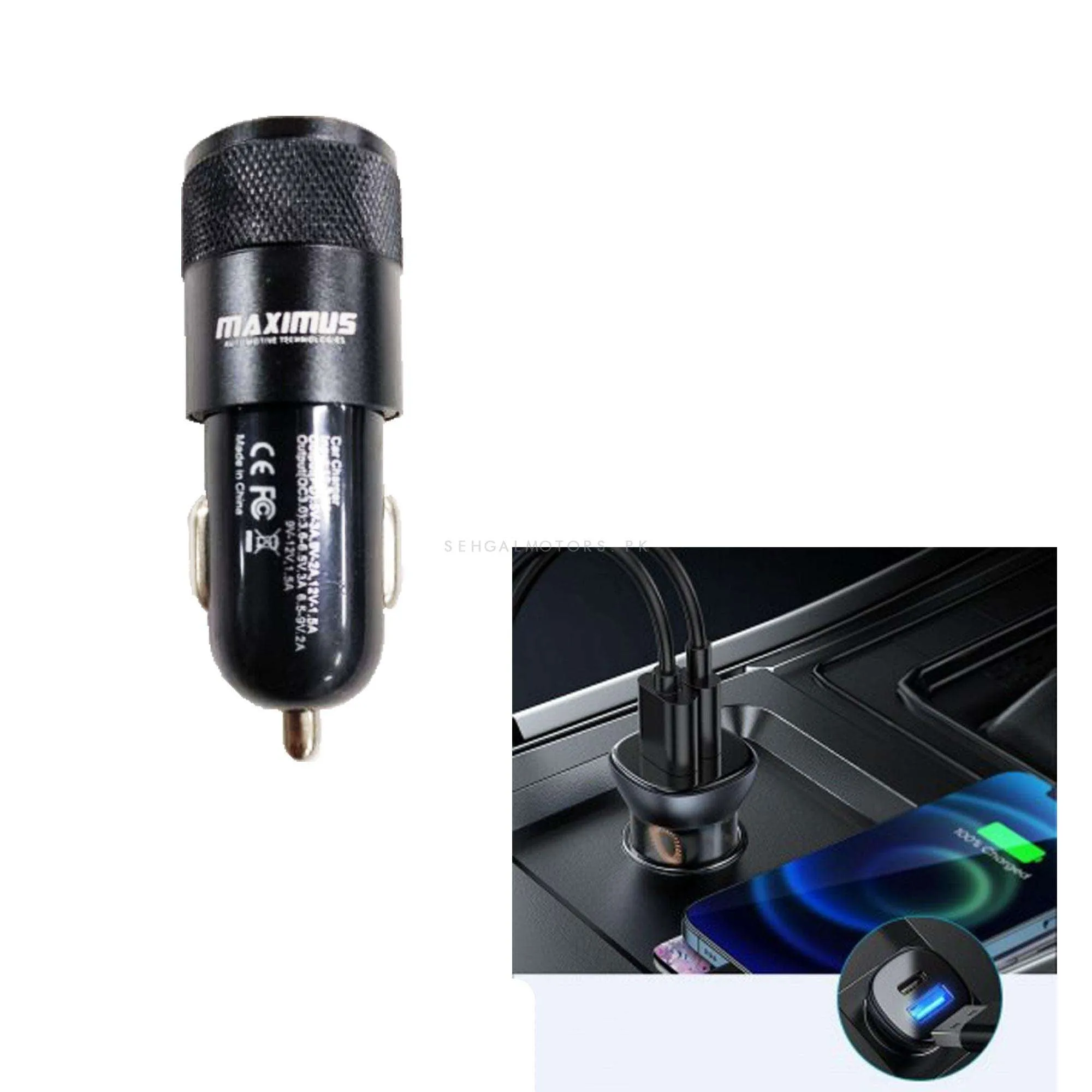 Maximus QC 3.0 PD Type C 2 Port Usb Car Charger