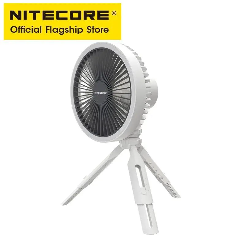 NITECORE NEF10 3-in-1 Camping Electrice Fan USB-C Rechargeable Ceiling Fans 10000mAh Power Bank LED Ring Light Adjustable Tripod