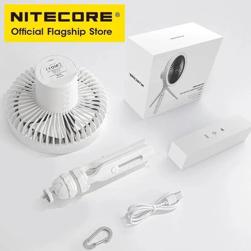 NITECORE NEF10 3-in-1 Camping Electrice Fan USB-C Rechargeable Ceiling Fans 10000mAh Power Bank LED Ring Light Adjustable Tripod