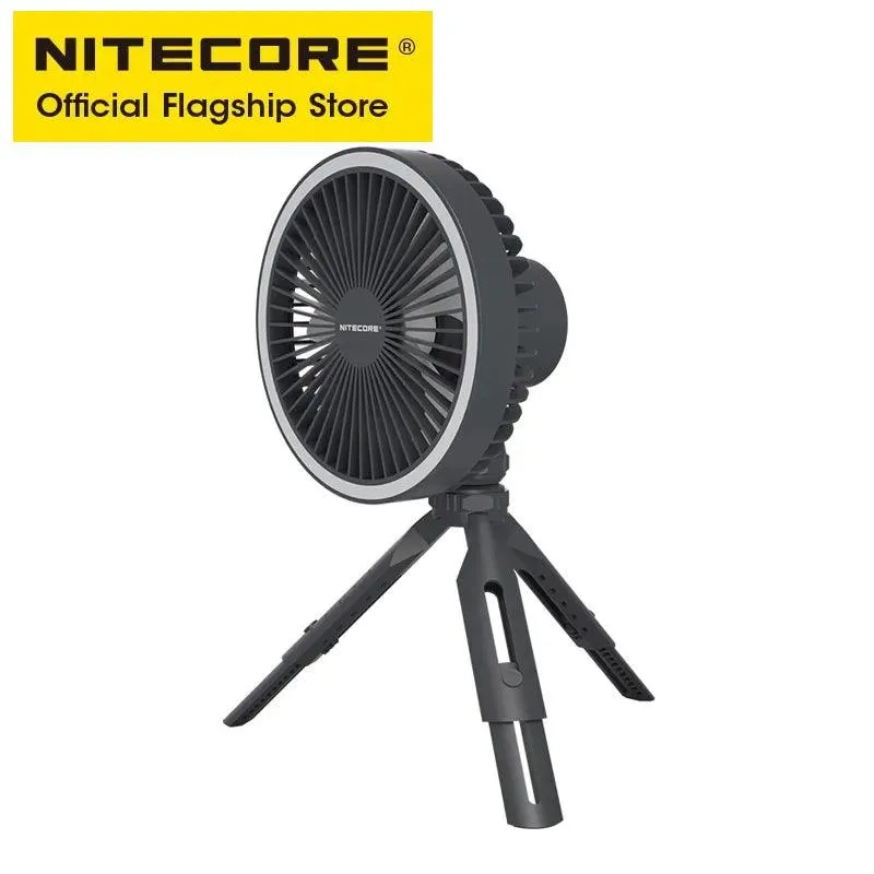 NITECORE NEF10 3-in-1 Camping Electrice Fan USB-C Rechargeable Ceiling Fans 10000mAh Power Bank LED Ring Light Adjustable Tripod